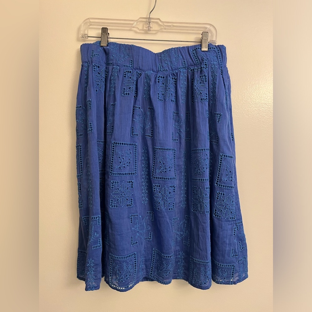 Johnny Was Jade Blue Eyelet Skirt